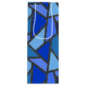 青いステンドグラス模様の色合い ワインギフトバッグ (正面)