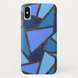 青いステンドグラス模様の色合い iPhone X ケース