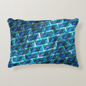 青いステンドグラゼット、グレーテッドまたは傾いたレンガの効果 アクセントクッション (正面)