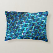 青いステンドグラゼット、グレーテッドまたは傾いたレンガの効果 アクセントクッション (裏面)