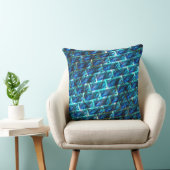 青いステンドグラゼット、グレーテッドまたは傾いたレンガの効果 クッション (椅子)