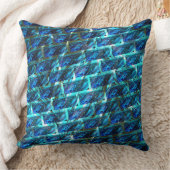 青いステンドグラゼット、グレーテッドまたは傾いたレンガの効果 クッション (ブランケット)