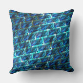 青いステンドグラゼット、グレーテッドまたは傾いたレンガの効果 クッション (裏面)