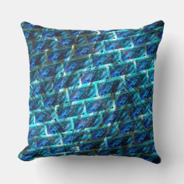 青いステンドグラゼット、グレーテッドまたは傾いたレンガの効果 クッション