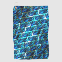 青いステンドグラゼット、グレーテッドまたは傾いたレンガの効果 ゴルフタオル