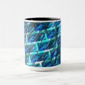 青いステンドグラゼット、グレーテッドまたは傾いたレンガの効果 マグカップ (中央)