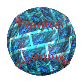 青いステンドグラゼット、グレーテッドまたは傾いたレンガの効果 野球ボール (裏面)