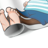 青いストライプのシャツとショーツの可愛いサル ラッピングペーパー (ロールコーナー)