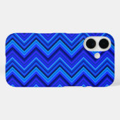 青いストライプのジグザグ模様 Case-Mate iPhoneケース (裏面 (横))
