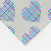 青いストライプのハートは小石の灰色 フリースブランケット (角)