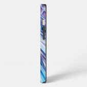青いストライプのバラ iPhoneケース (左側面)