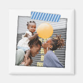 青いストライプの和紙テープインスタグラム磁石 マグネット (正面)