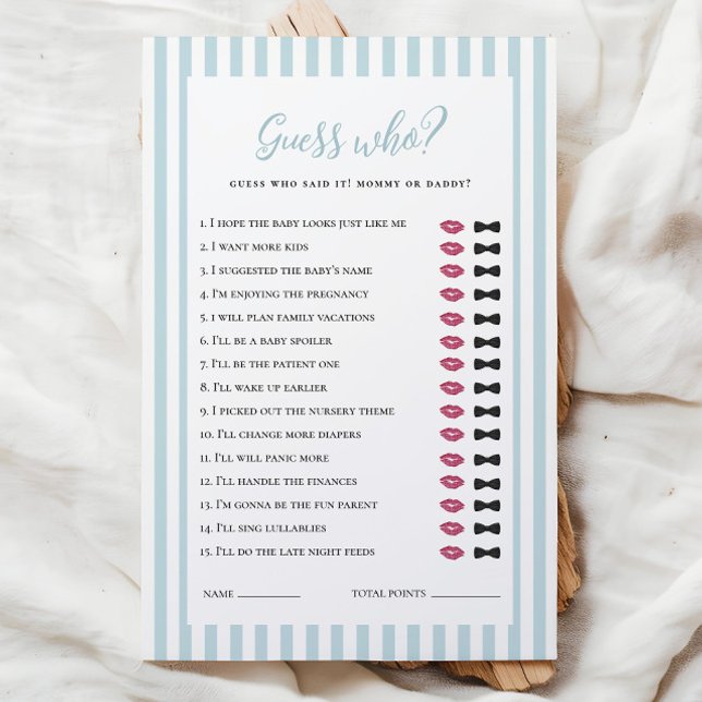 青いストライプの赤ちゃんシャワー誰がゲーム (クリエイターアップロード済み)