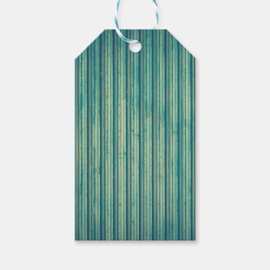 青いストライプの金属線ギフトラベル ギフトタグ (正面)