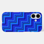 青いストライプの階段パターン Case-Mate iPhoneケース (裏面 (横))