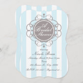 青いストライプエレガントブライダルシャワー招待状 招待状 (正面/裏面)