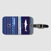 青いストライプサメ ラゲッジタグ (正面横)