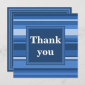 青いストライプサンキューカード サンキューカード (正面/裏面)
