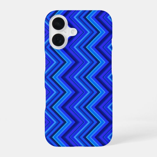 青いストライプジグザグ模様 iPhone 16ケース (裏面)