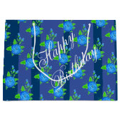 青いストライプバラ ラージペーパーバッグ (正面)