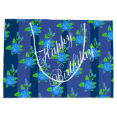 青いストライプバラ ラージペーパーバッグ (裏面)