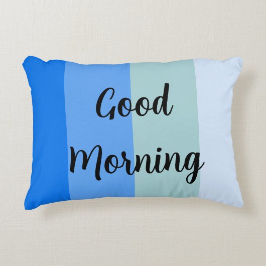 青いストライプパターン アクセントクッション (正面)