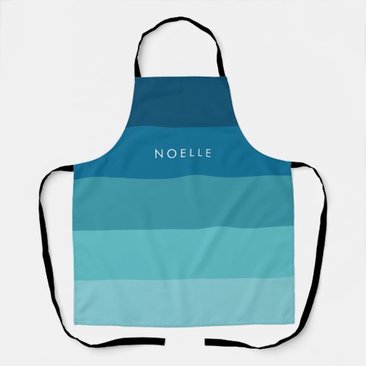 青いストライプパターン エプロン (正面)