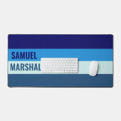 青いストライプパターン デスクマット (キーボード&マウス)