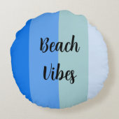 青いストライプパターン ラウンドクッション (裏面)