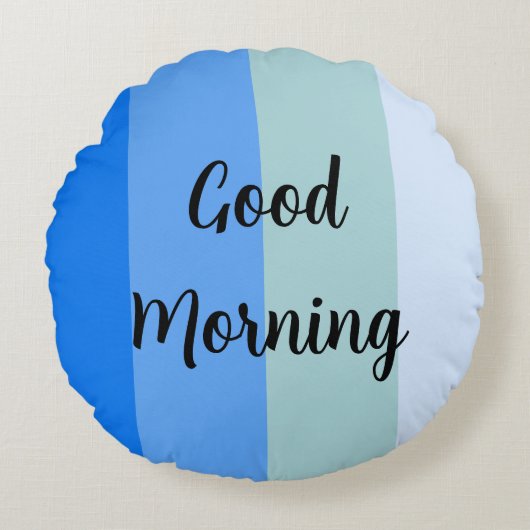 青いストライプパターン ラウンドクッション (正面)