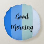 青いストライプパターン ラウンドクッション (裏面)