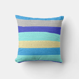 青いストライプブラシストローク装飾用クッション クッション