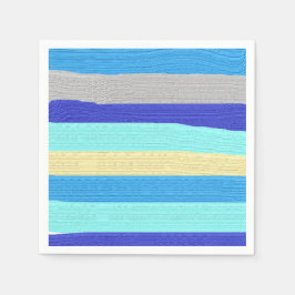 青いストライプブラシストローク スタンダードカクテルナプキン