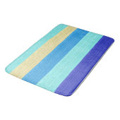 青いストライプブラシストローク バスマット (アングル)