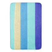 青いストライプブラシストローク バスマット (正面縦)