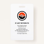 青いストライプ列写真フレームテンプレートプレスID バッジ (裏面)