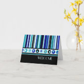 青いストライプ従業員チームカードへようこそ カード (黄色い花)