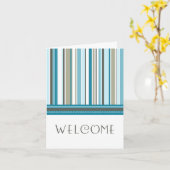 青いストライプ従業員チームカードへようこそ カード (黄色い花)