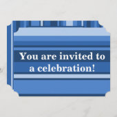 青いストライプ招待 招待状 (正面/裏面)