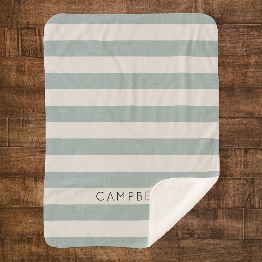 青いストライプ文字の名前 |農家モダン家 シェルパブランケット