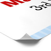 青いストライプ消防車の誕生日パーティバナー ポスター (角)