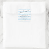 青いストライプ男の子のシャワーの好意ステッカー スクエアシール (バッグ)