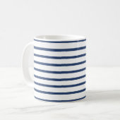 青いストライプ コーヒーマグカップ (正面左)
