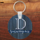 青いストリピーカスタム文字ギフト キーホルダー (正面)