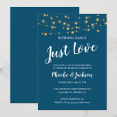 青いストリングライトのウェディングエロープメントパーティー 招待状 (正面/裏面)