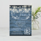 青いストリングライトのマソンベア 卒業パーティー 招待状 (スタンド正面)