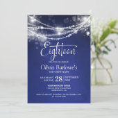 青いストリングライト 18歳の誕生日パーティー 招待状 (スタンド正面)