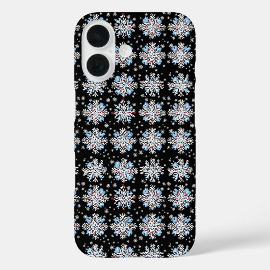 青いスノーフレークパターン Case-Mate iPhoneケース (裏面)