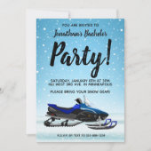 青いスノーモービルのウィンターブライドパーティー招待状 招待状 (正面)