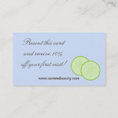 青いスパの女の子のきゅうりのスパのマッサージの名刺 名刺 (裏面)